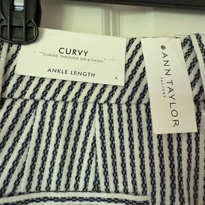 Ann Taylor Black and White Striped Pants